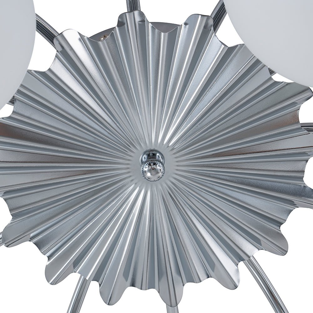 Frosted Globe Semi Flush Ceiling Light 12-Arm Brass Starburst Chandelier for Dining Room Mid Century Modern | Thomler