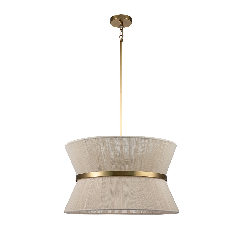 Pendant Lamp Cotton Rope 60.0 cm Brushed Brass Dining Room Bohemian Coastal Adjustable Ceiling Light | Thomler