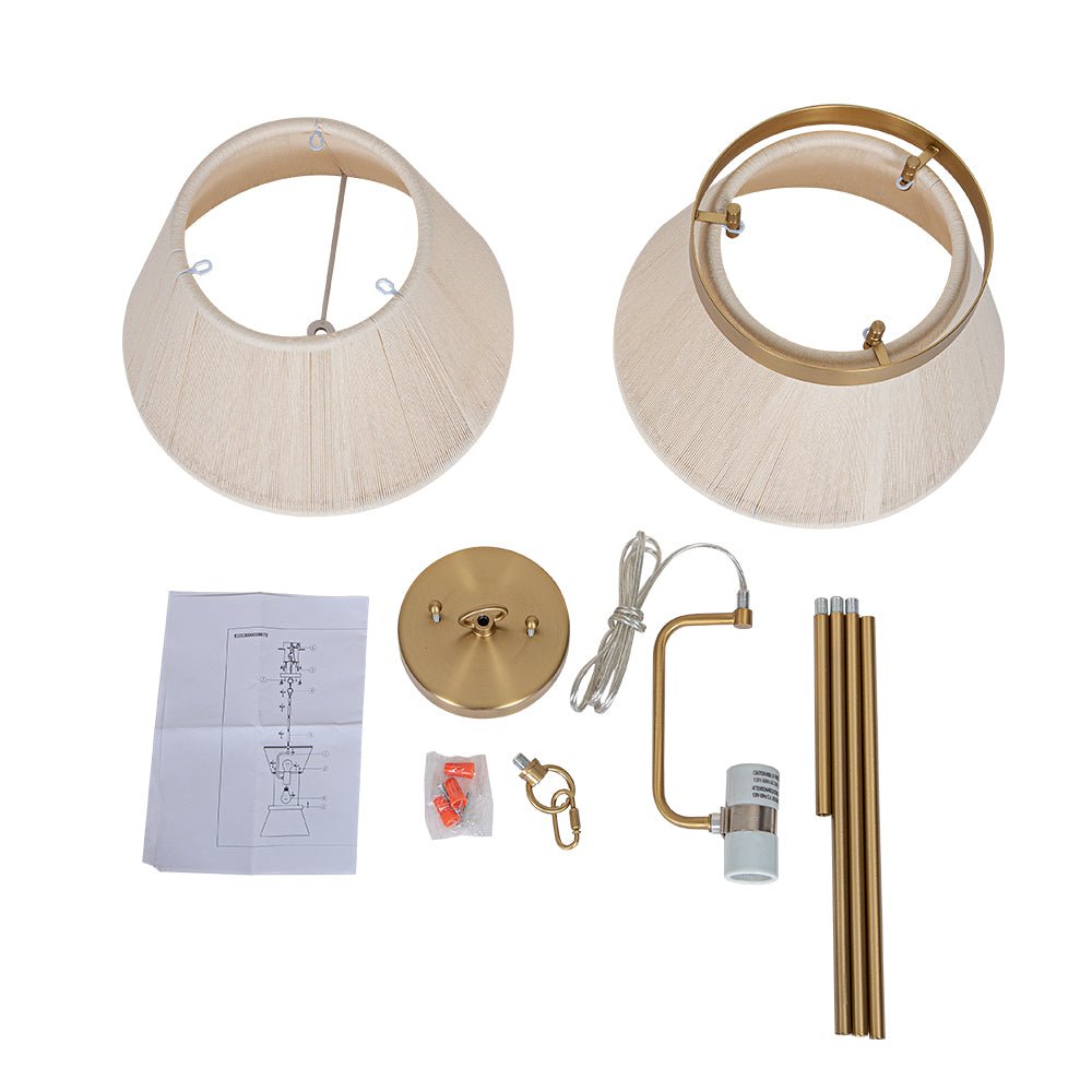Pendant Lamp Cotton Rope 60.0 cm Brushed Brass Dining Room Bohemian Coastal Adjustable Ceiling Light | Thomler