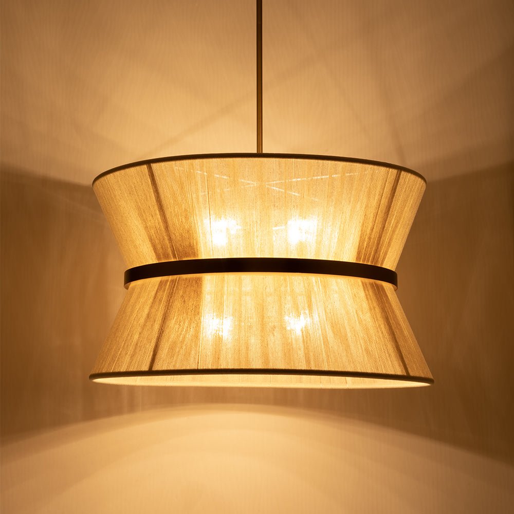 Pendant Lamp Cotton Rope 60.0 cm Brushed Brass Dining Room Bohemian Coastal Adjustable Ceiling Light | Thomler