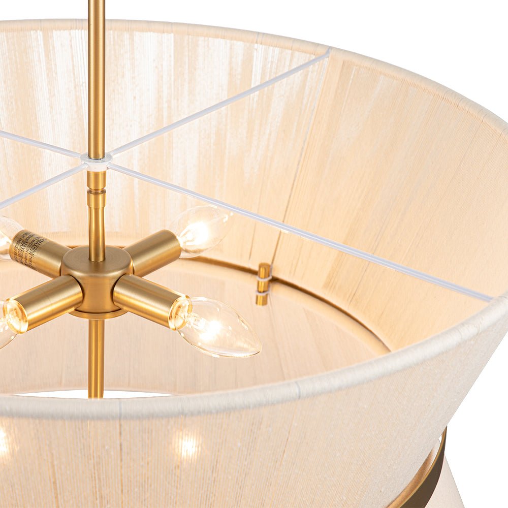 Pendant Lamp Cotton Rope 60.0 cm Brushed Brass Dining Room Bohemian Coastal Adjustable Ceiling Light | Thomler
