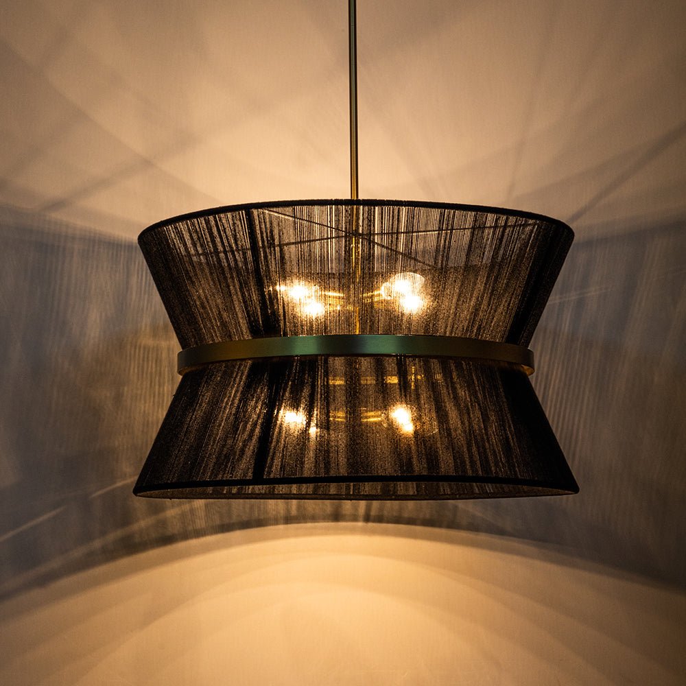 Pendant Lamp Cotton Rope 60.0 cm Brushed Brass Dining Room Bohemian Coastal Adjustable Ceiling Light | Thomler