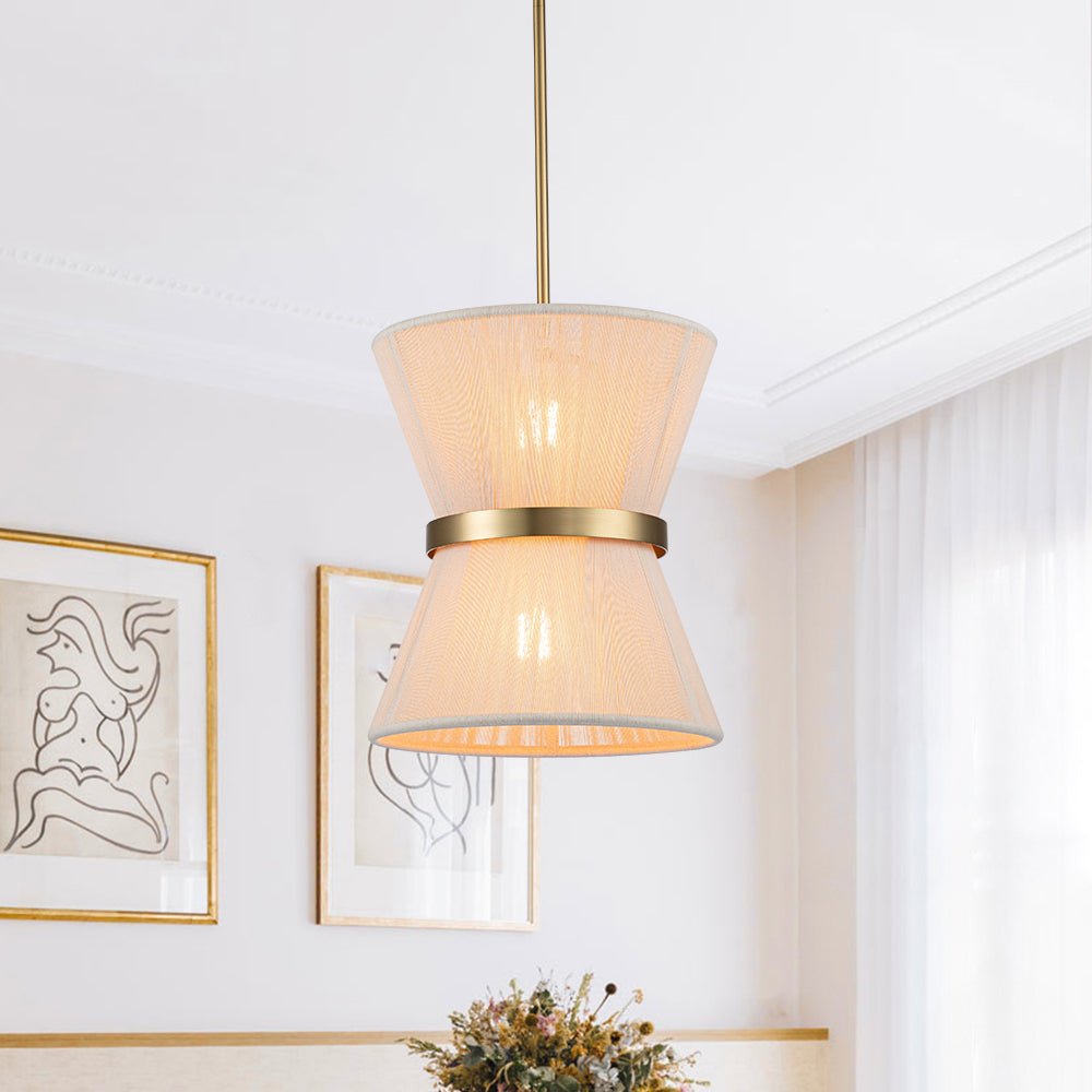 Pendant Lamp Cotton Rope 60.0 cm Brushed Brass Dining Room Bohemian Coastal Adjustable Ceiling Light | Thomler
