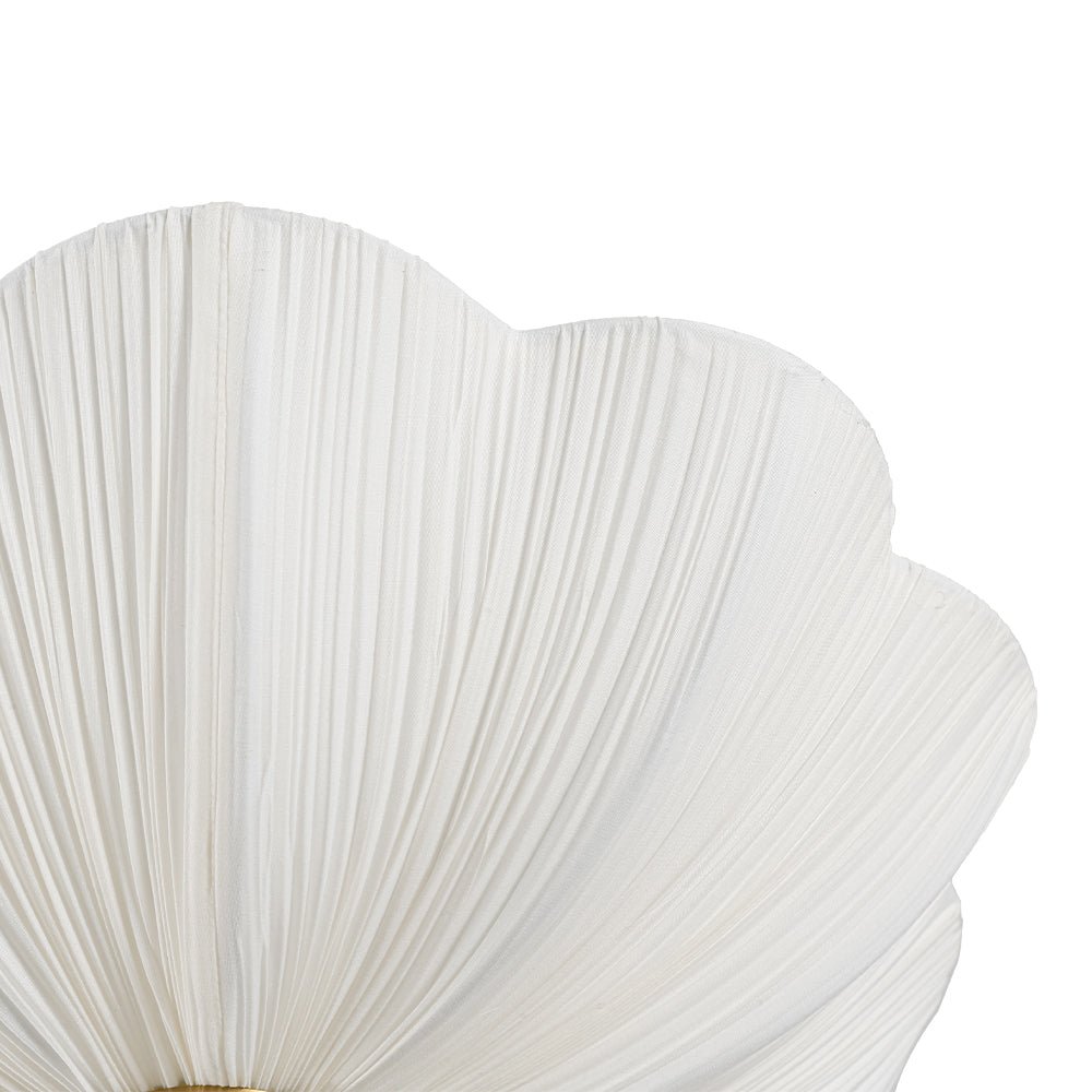 Three-Light Ceiling Lamp with Gathered Fabric Dome and Brass Accents | Thomler