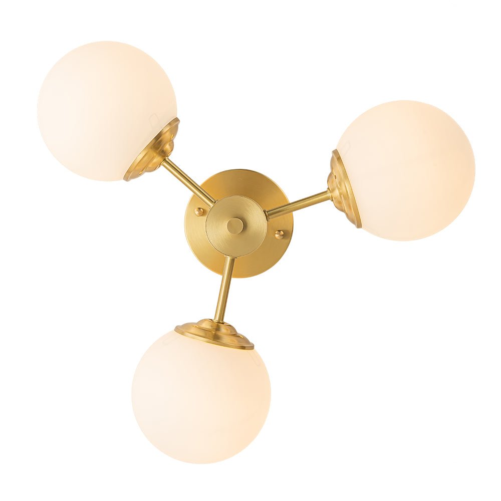 Ceiling Lamp Brass Opal Glass 48.0 cm Flush Mount Living Room Bedroom Mid Century Sputnik Bubble Light | Thomler