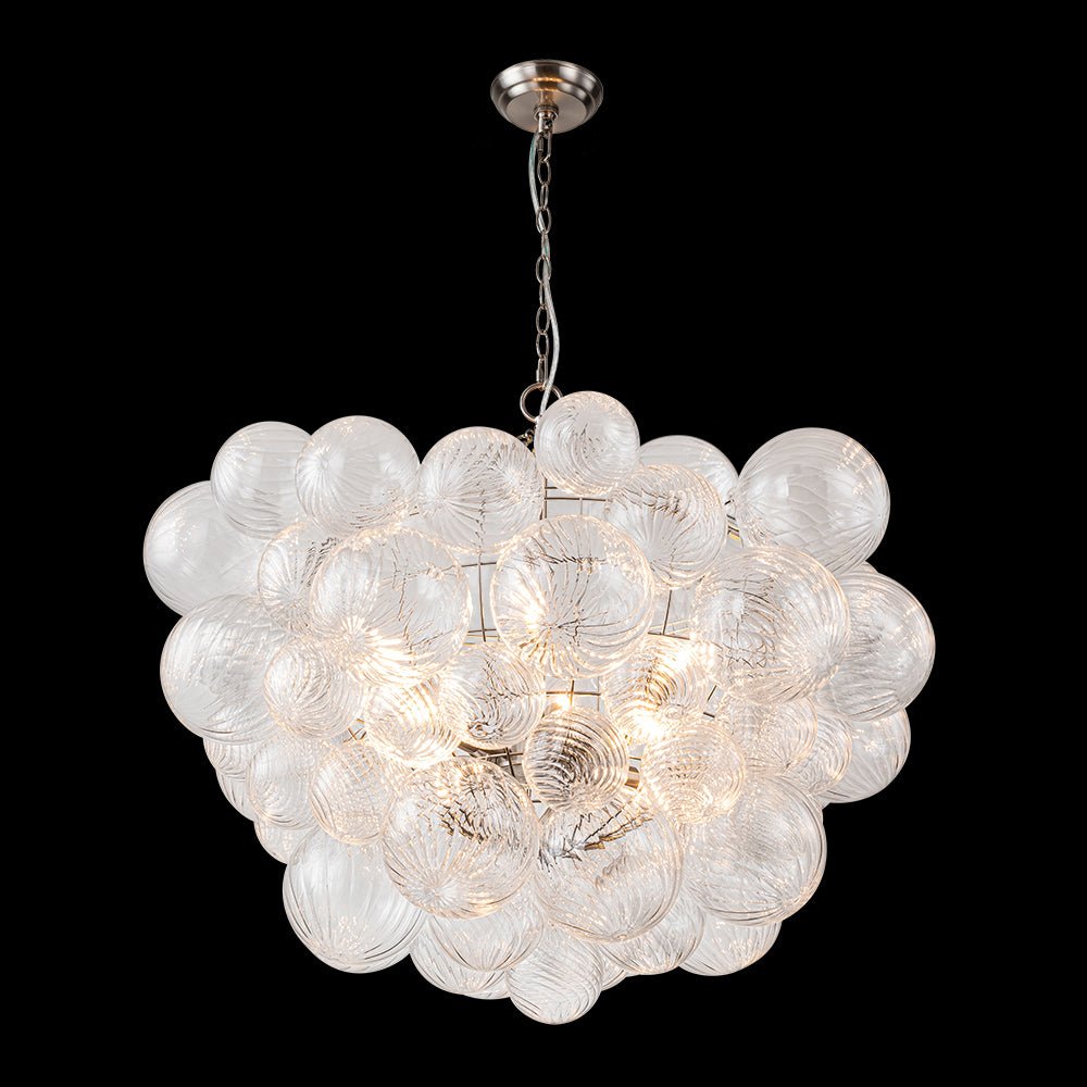 Multi-Globe Textured Glass Ceiling Fixture with Adjustable Chain Hardwired Dimmable Lighting for Dining Room Entryway Bedroom | Thomler