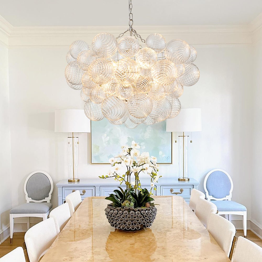 Multi-Globe Textured Glass Ceiling Fixture with Adjustable Chain Hardwired Dimmable Lighting for Dining Room Entryway Bedroom | Thomler