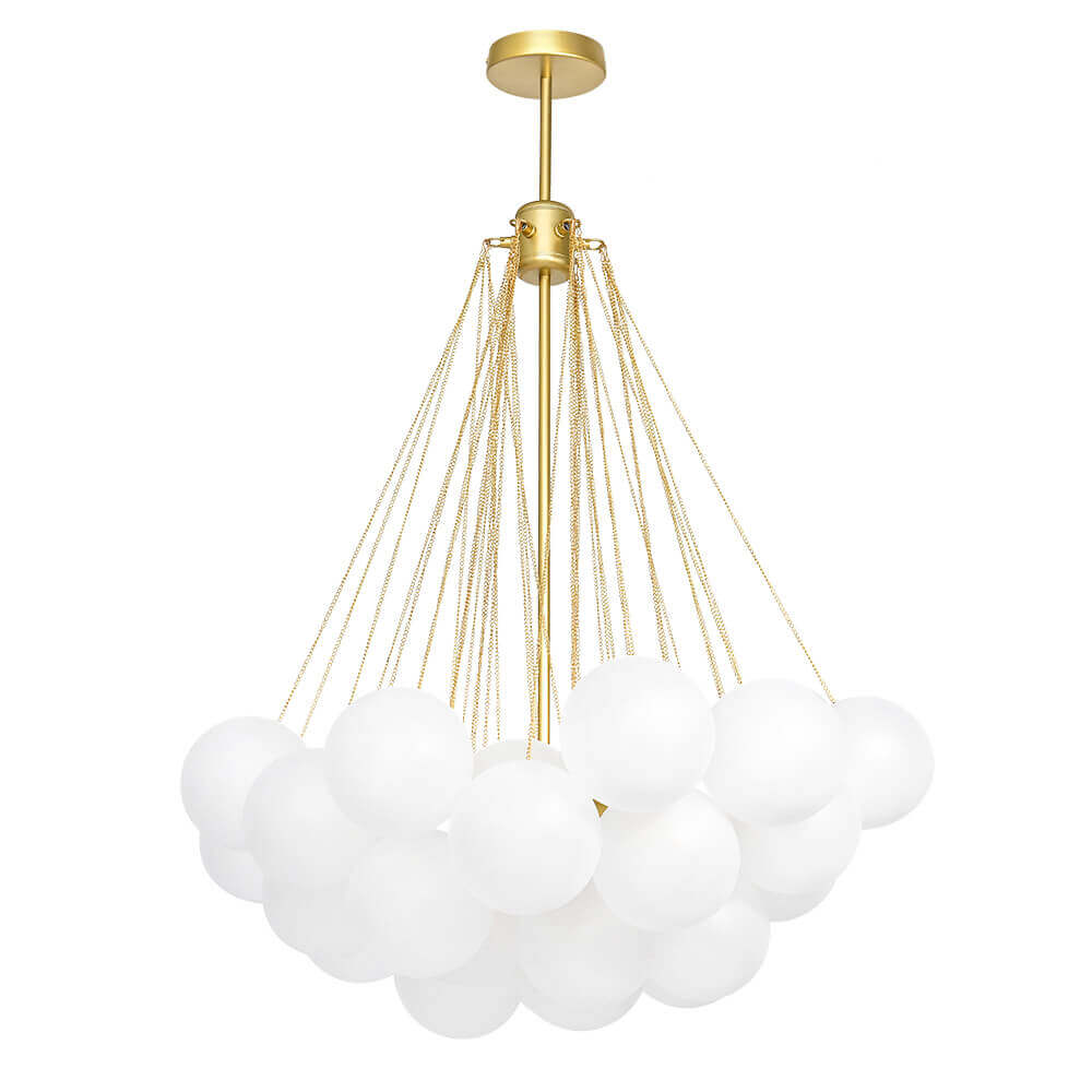 Matte Opal Globe Chandelier with Multiple Spheres – 3-Light Modern Ceiling Fixture for Dining Room & Living Room | Thomler