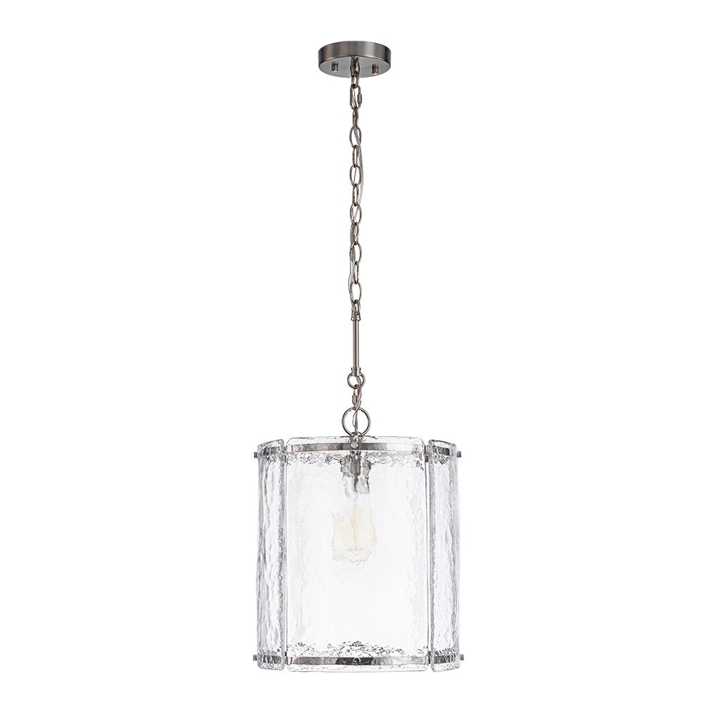 Pendant Light Textured Glass 32.0 cm Brass Kitchen Island Dining Room Adjustable Cage Ceiling Hanging Lamp | Thomler