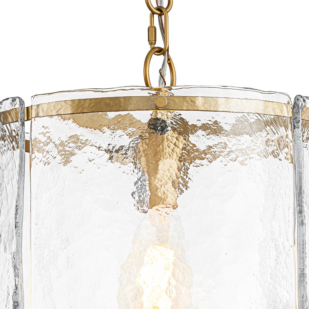 Pendant Light Textured Glass 32.0 cm Brass Kitchen Island Dining Room Adjustable Cage Ceiling Hanging Lamp | Thomler
