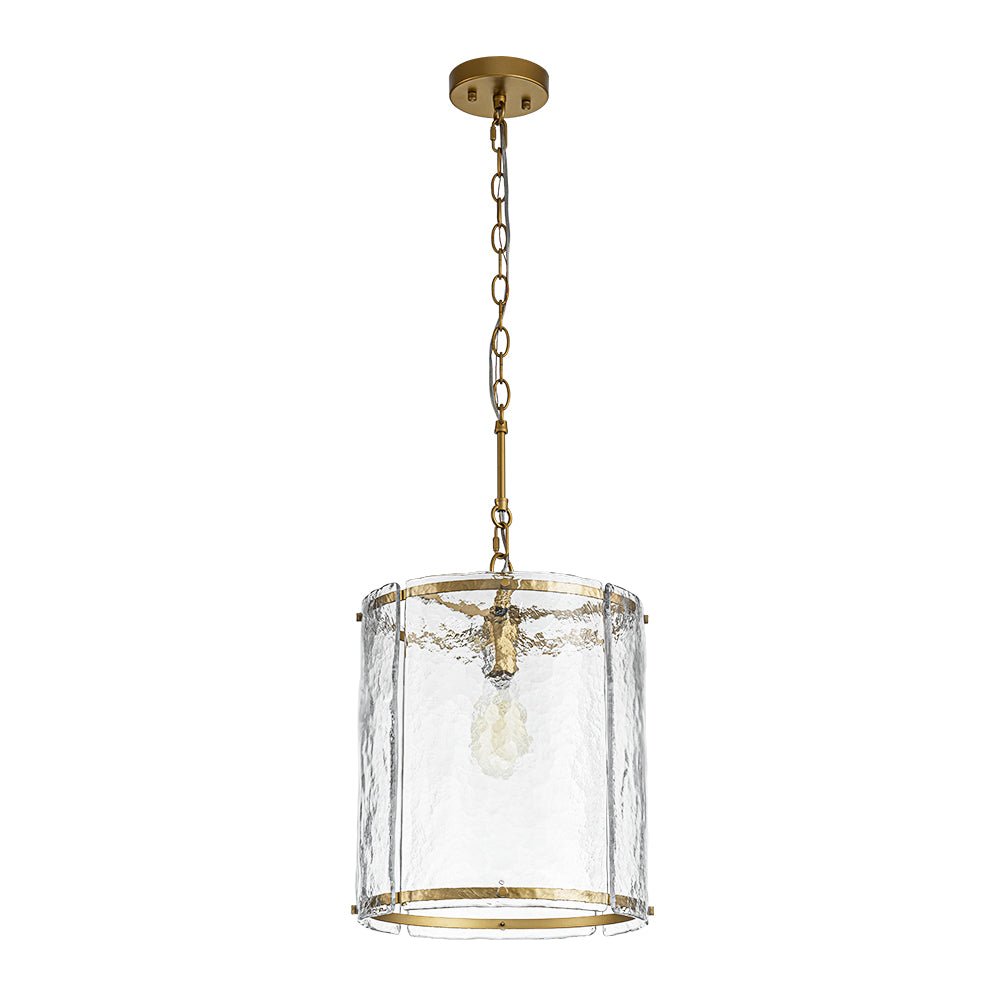 Pendant Light Textured Glass 32.0 cm Brass Kitchen Island Dining Room Adjustable Cage Ceiling Hanging Lamp | Thomler