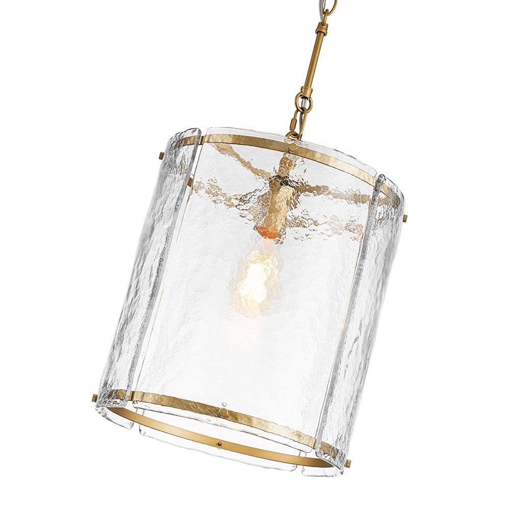 Pendant Light Textured Glass 32.0 cm Brass Kitchen Island Dining Room Adjustable Cage Ceiling Hanging Lamp | Thomler