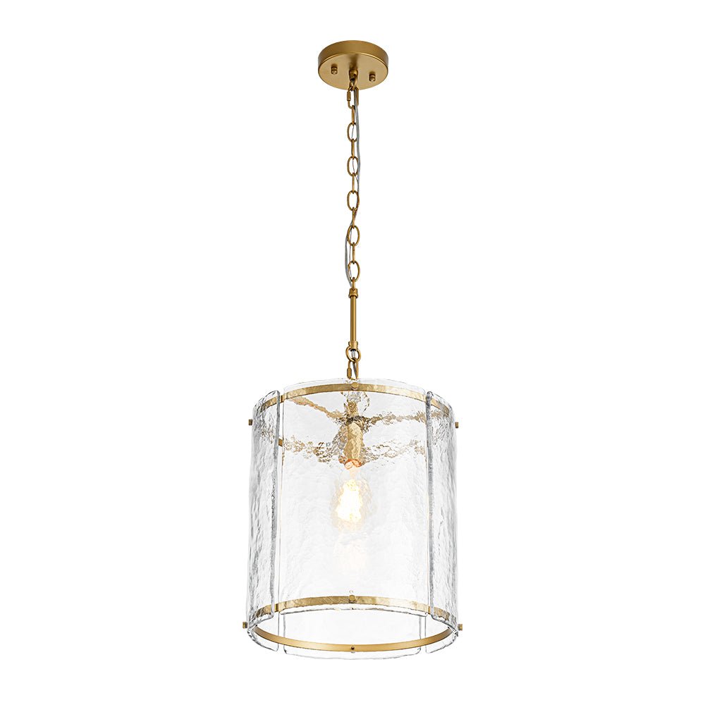 Pendant Light Textured Glass 32.0 cm Brass Kitchen Island Dining Room Adjustable Cage Ceiling Hanging Lamp | Thomler
