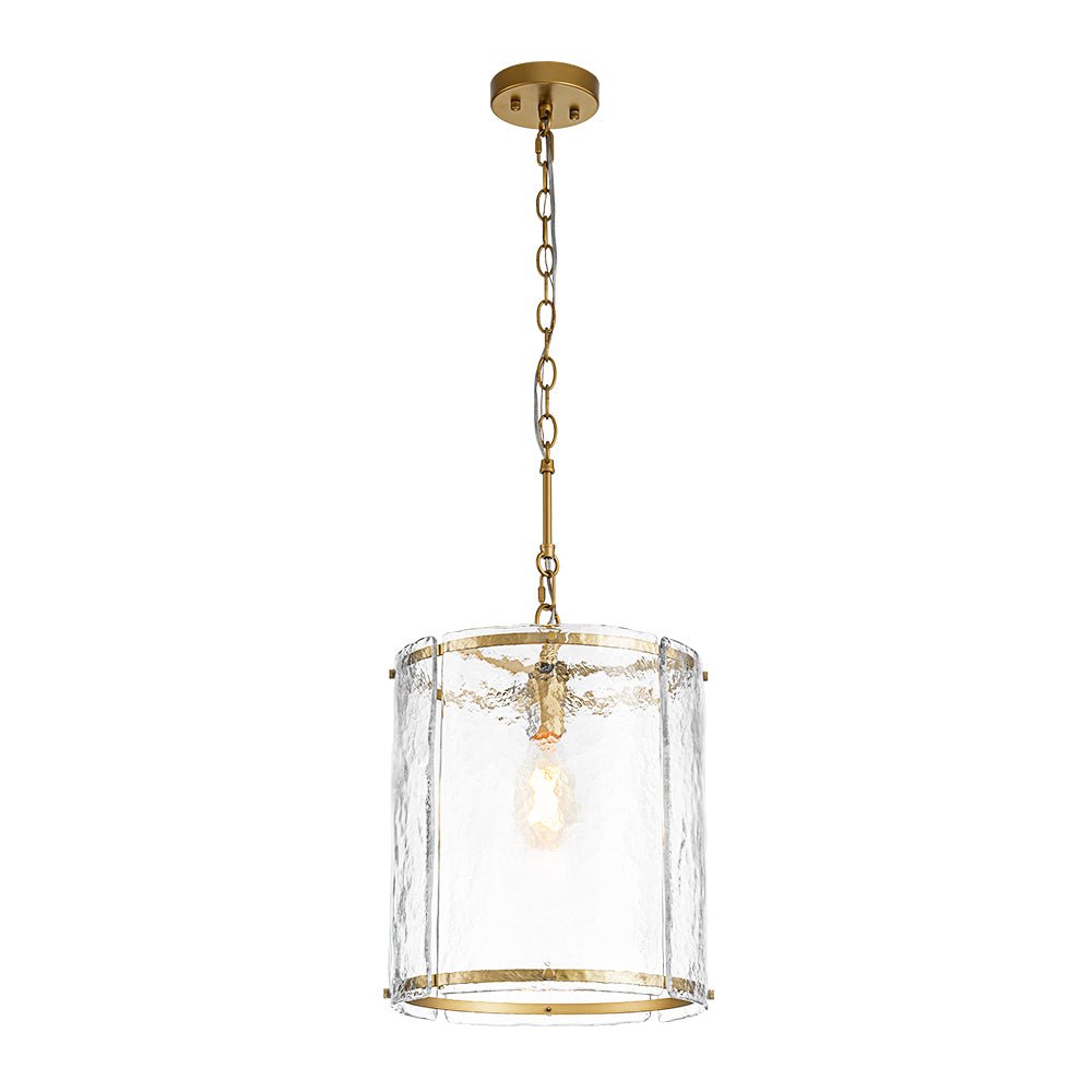 Pendant Light Textured Glass 32.0 cm Brass Kitchen Island Dining Room Adjustable Cage Ceiling Hanging Lamp | Thomler