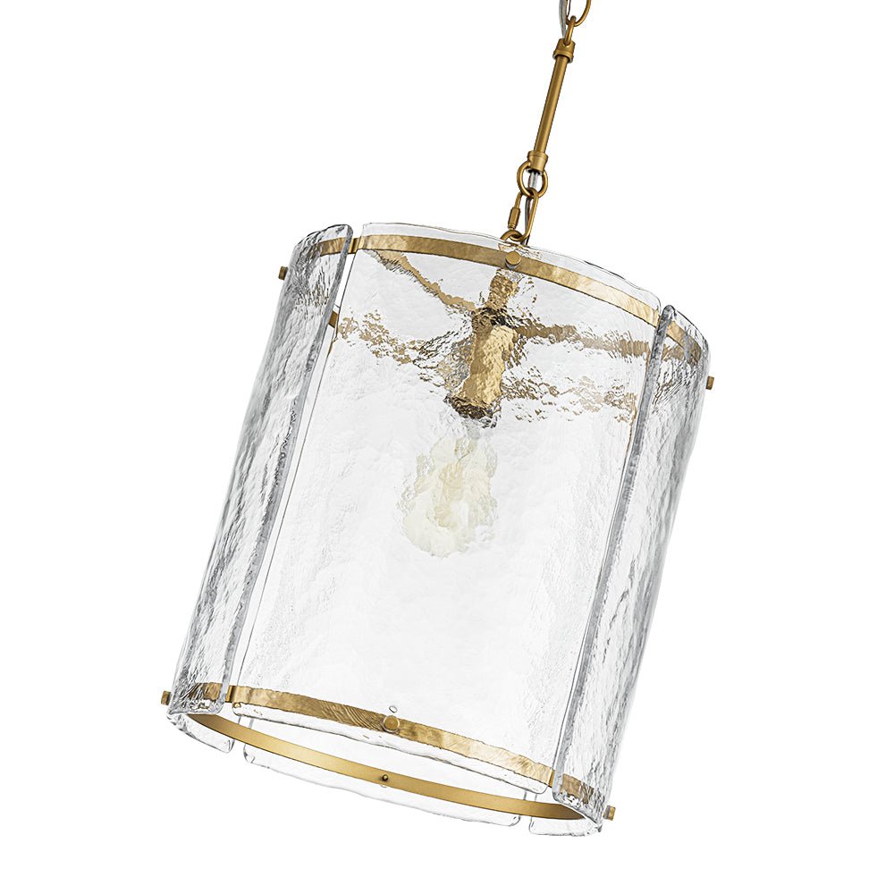 Pendant Light Textured Glass 32.0 cm Brass Kitchen Island Dining Room Adjustable Cage Ceiling Hanging Lamp | Thomler