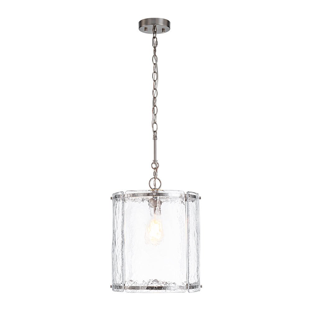 Pendant Light Textured Glass 32.0 cm Brass Kitchen Island Dining Room Adjustable Cage Ceiling Hanging Lamp | Thomler