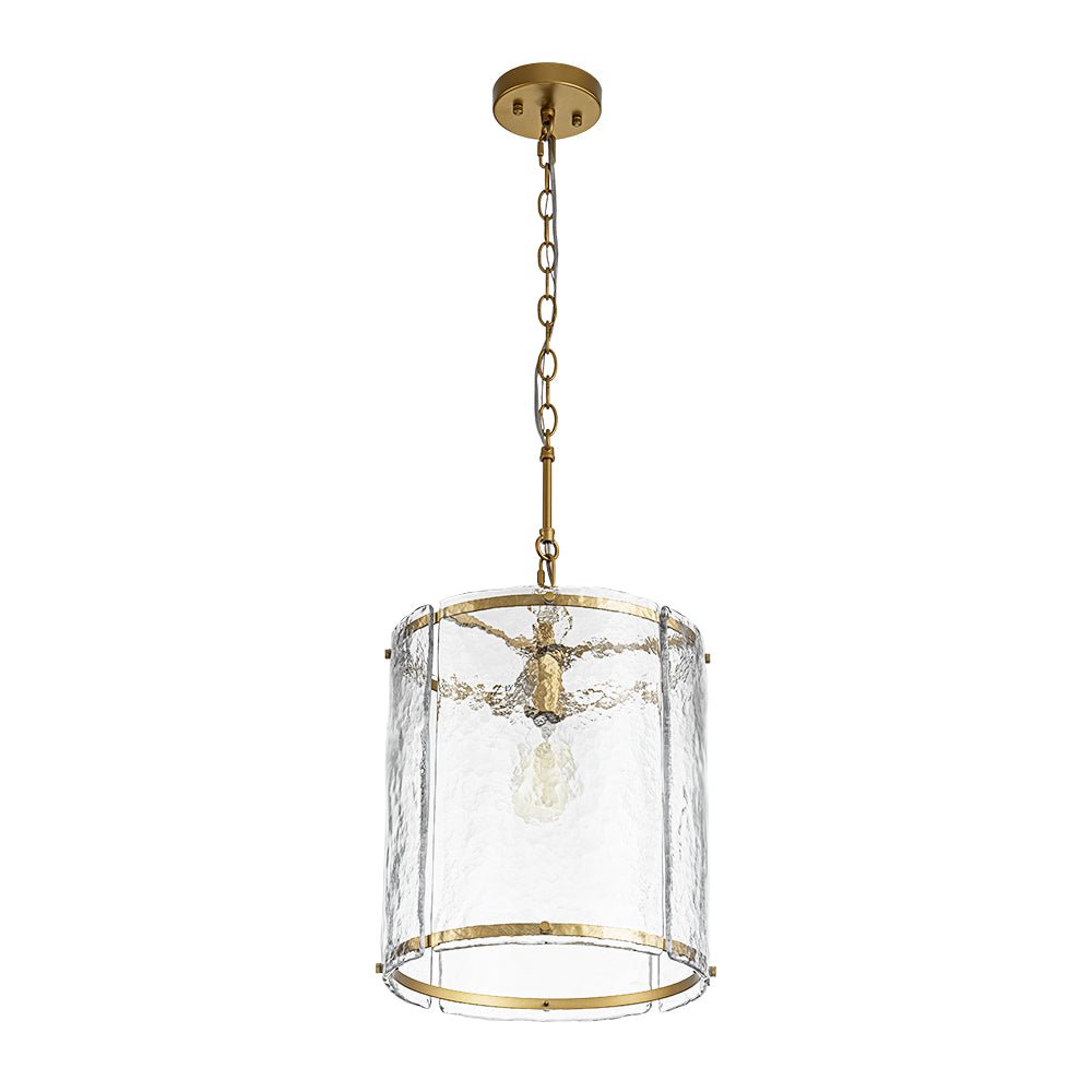 Pendant Light Textured Glass 32.0 cm Brass Kitchen Island Dining Room Adjustable Cage Ceiling Hanging Lamp | Thomler