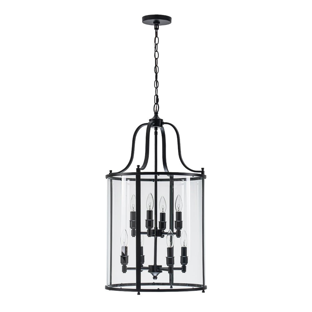 8-Light Farmhouse Cylinder Pendant Light with Clear Glass Shade for Kitchen Island & Dining Room | Thomler
