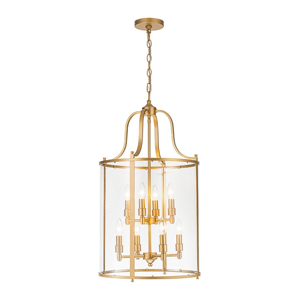 8-Light Farmhouse Cylinder Pendant Light with Clear Glass Shade for Kitchen Island & Dining Room | Thomler