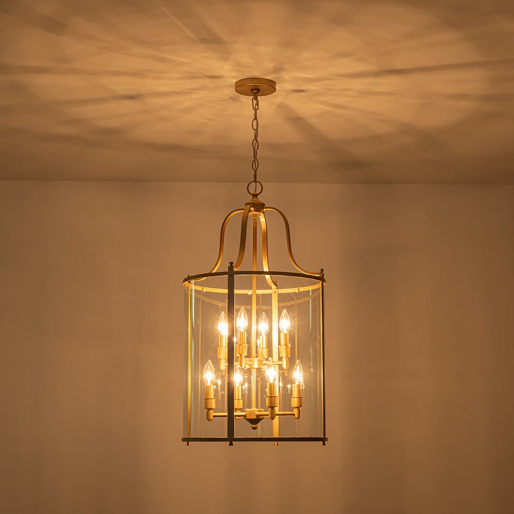 8-Light Farmhouse Cylinder Pendant Light with Clear Glass Shade for Kitchen Island & Dining Room | Thomler