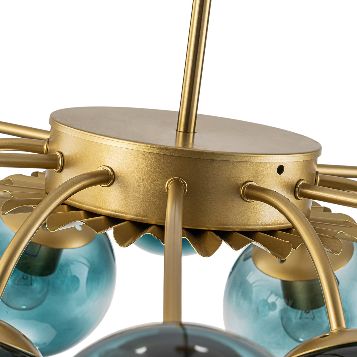 12-Arm Starburst Ceiling Light with Gradient Azure Sphere Shades & Metallic Finish for Entryway | Thomler