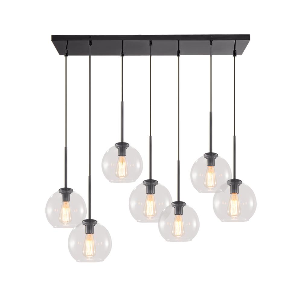 Pendant Light Glass Sphere 90.0 cm Brass Kitchen Island Dining Room Adjustable Seven Light Ceiling Fixture | Thomler