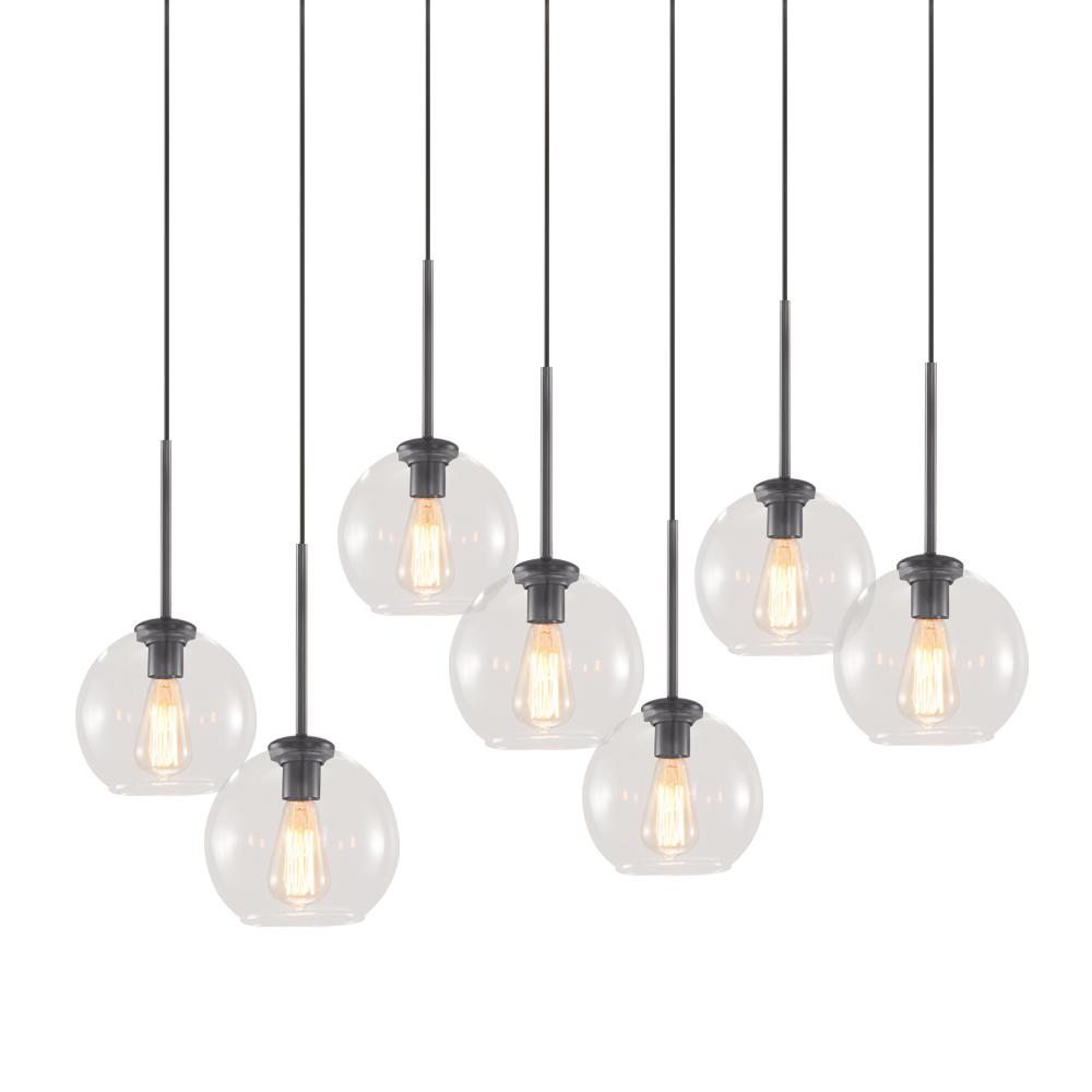 Pendant Light Glass Sphere 90.0 cm Brass Kitchen Island Dining Room Adjustable Seven Light Ceiling Fixture | Thomler