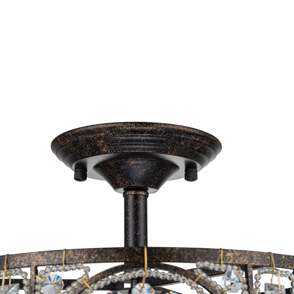 Ceiling Light Crystal Glass 30.0 cm Black Gold Dining Room Vintage Drum Fixture | Thomler