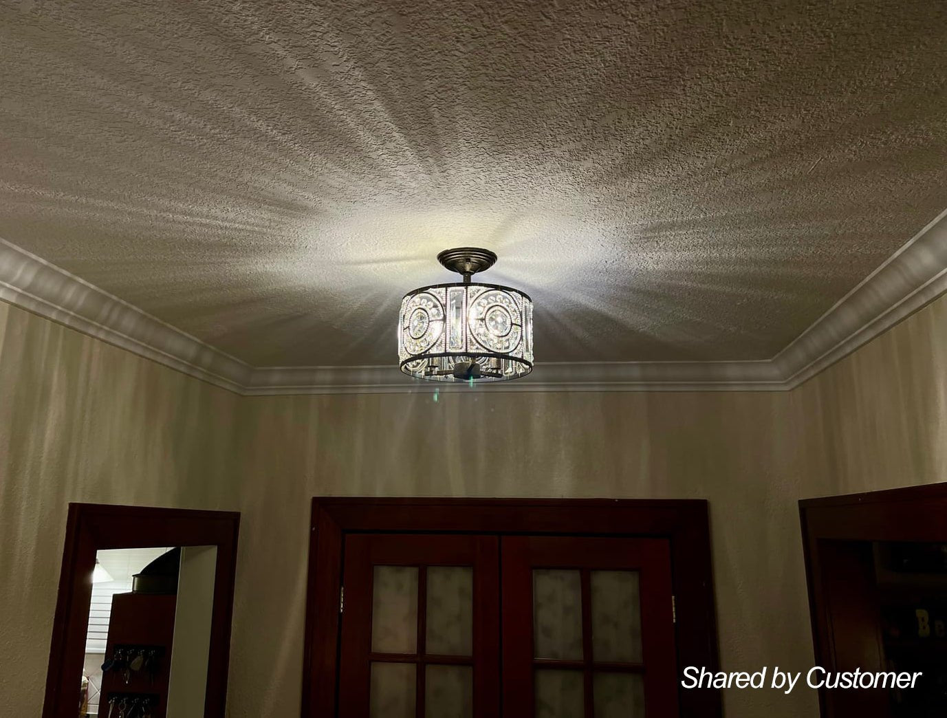 Ceiling Light Crystal Glass 30.0 cm Black Gold Dining Room Vintage Drum Fixture | Thomler