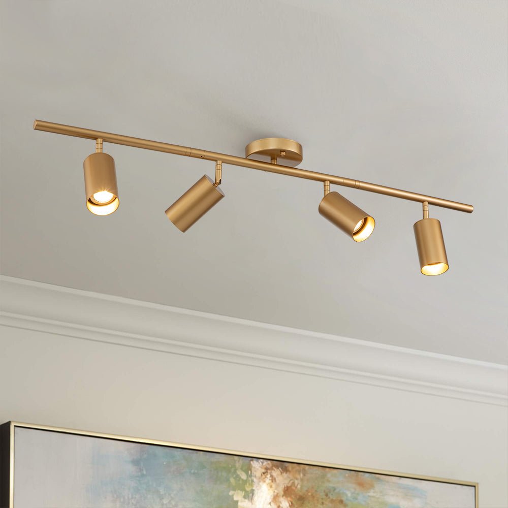 Surface Spotlight Metal 100.0 cm Gold Adjustable GU10 Kitchen Bedroom Ceiling Track Lighting | Thomler