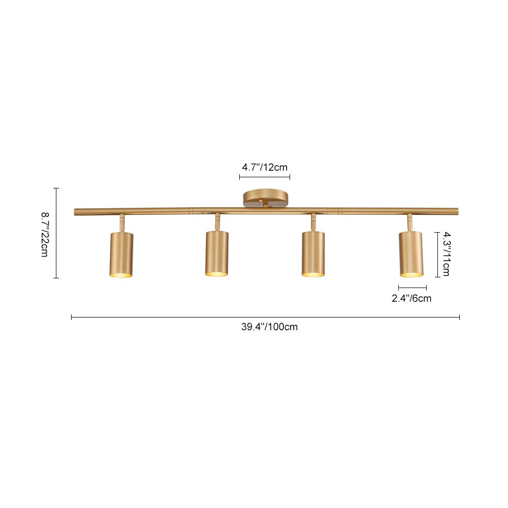 Surface Spotlight Metal 100.0 cm Gold Adjustable GU10 Kitchen Bedroom Ceiling Track Lighting | Thomler
