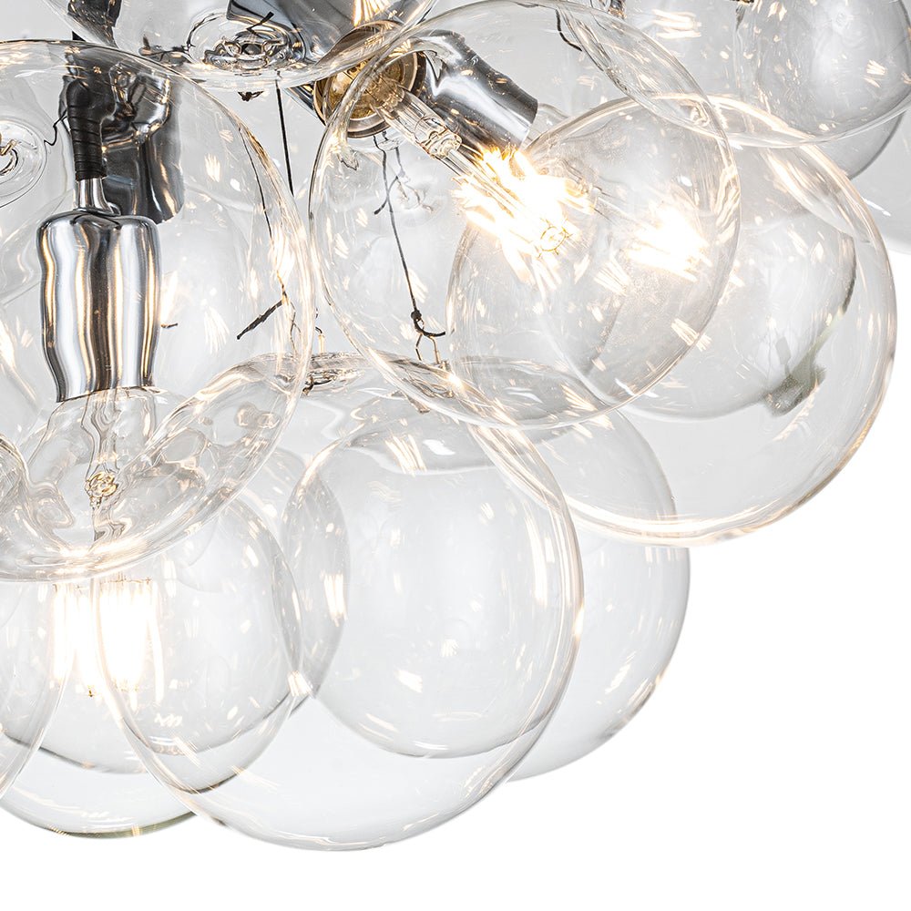 Pendant Light Glass Sphere Cluster 63.0 cm Chrome Dining Room Bubble Chandelier Adjustable Hanging Ceiling Light | Thomler
