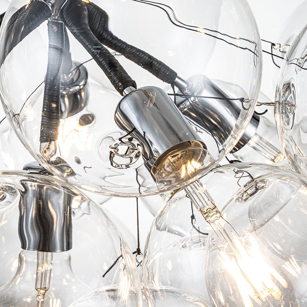 Pendant Light Glass Sphere Cluster 63.0 cm Chrome Dining Room Bubble Chandelier Adjustable Hanging Ceiling Light | Thomler