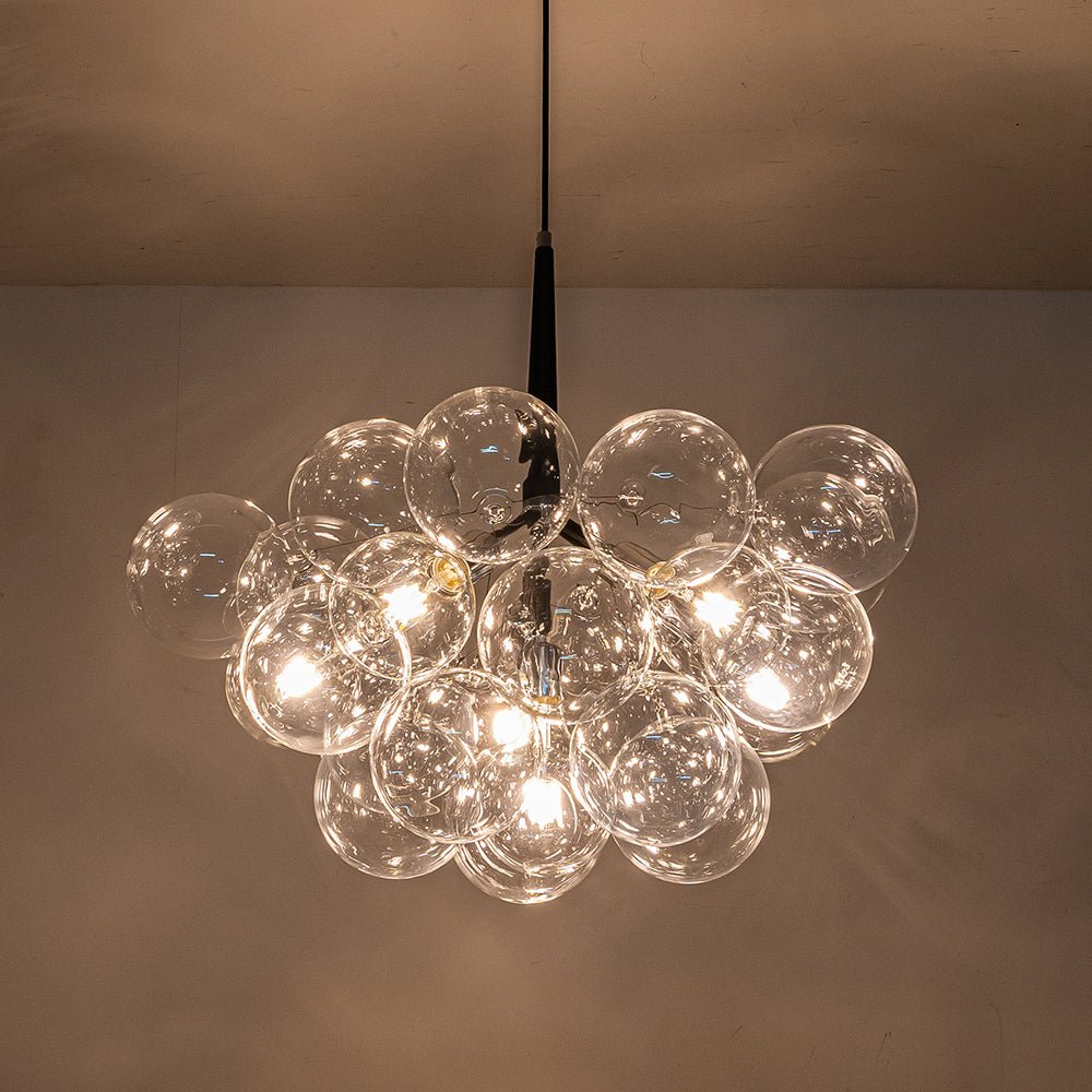 Pendant Light Glass Sphere Cluster 63.0 cm Chrome Dining Room Bubble Chandelier Adjustable Hanging Ceiling Light | Thomler