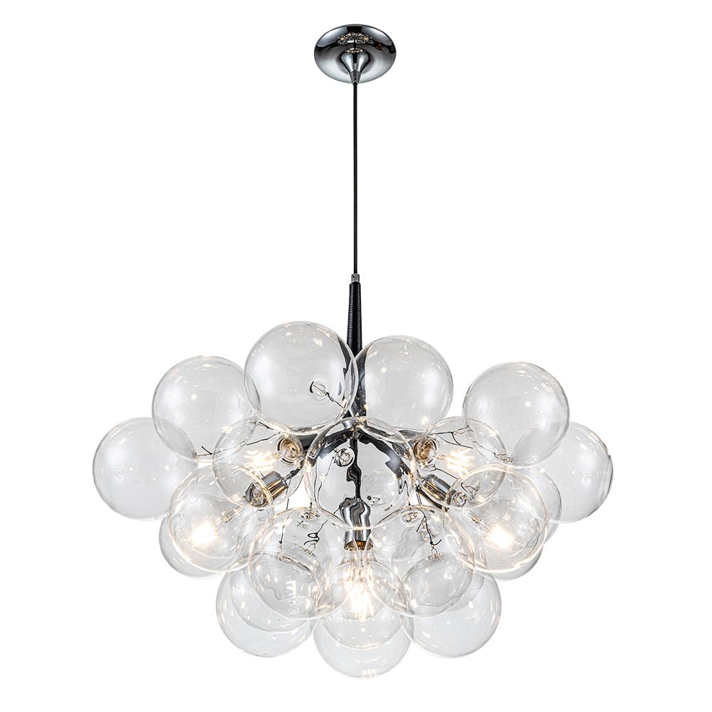 Pendant Light Glass Sphere Cluster 63.0 cm Chrome Dining Room Bubble Chandelier Adjustable Hanging Ceiling Light | Thomler