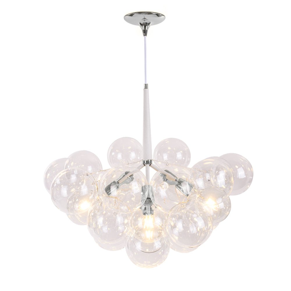 Pendant Light Glass Sphere Cluster 63.0 cm Chrome Dining Room Bubble Chandelier Adjustable Hanging Ceiling Light | Thomler