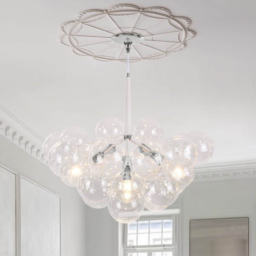 Pendant Light Glass Sphere Cluster 63.0 cm Chrome Dining Room Bubble Chandelier Adjustable Hanging Ceiling Light | Thomler