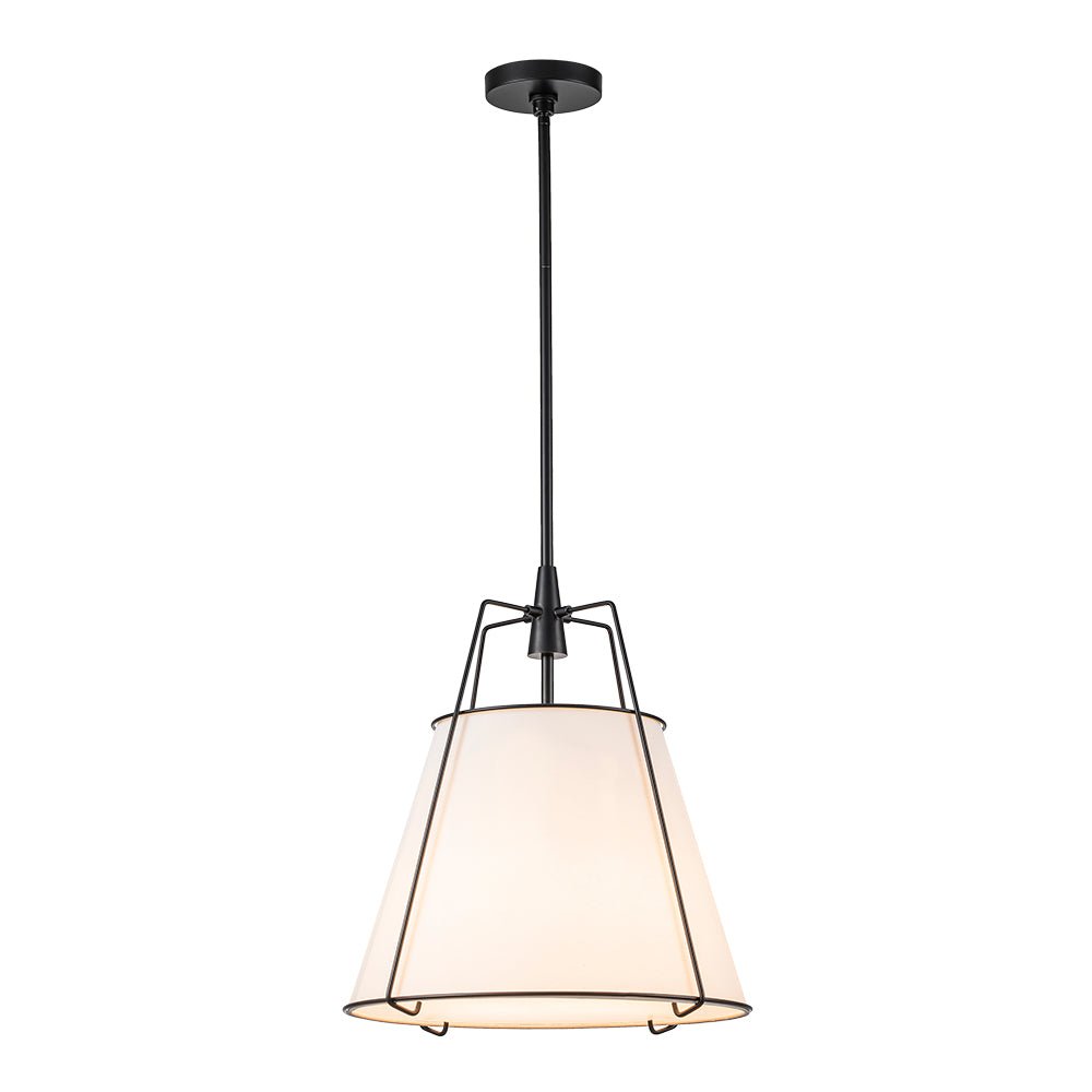 Tapered Fabric Drum Lantern Chandelier with Adjustable Height for Dining Room & Entryway | Thomler