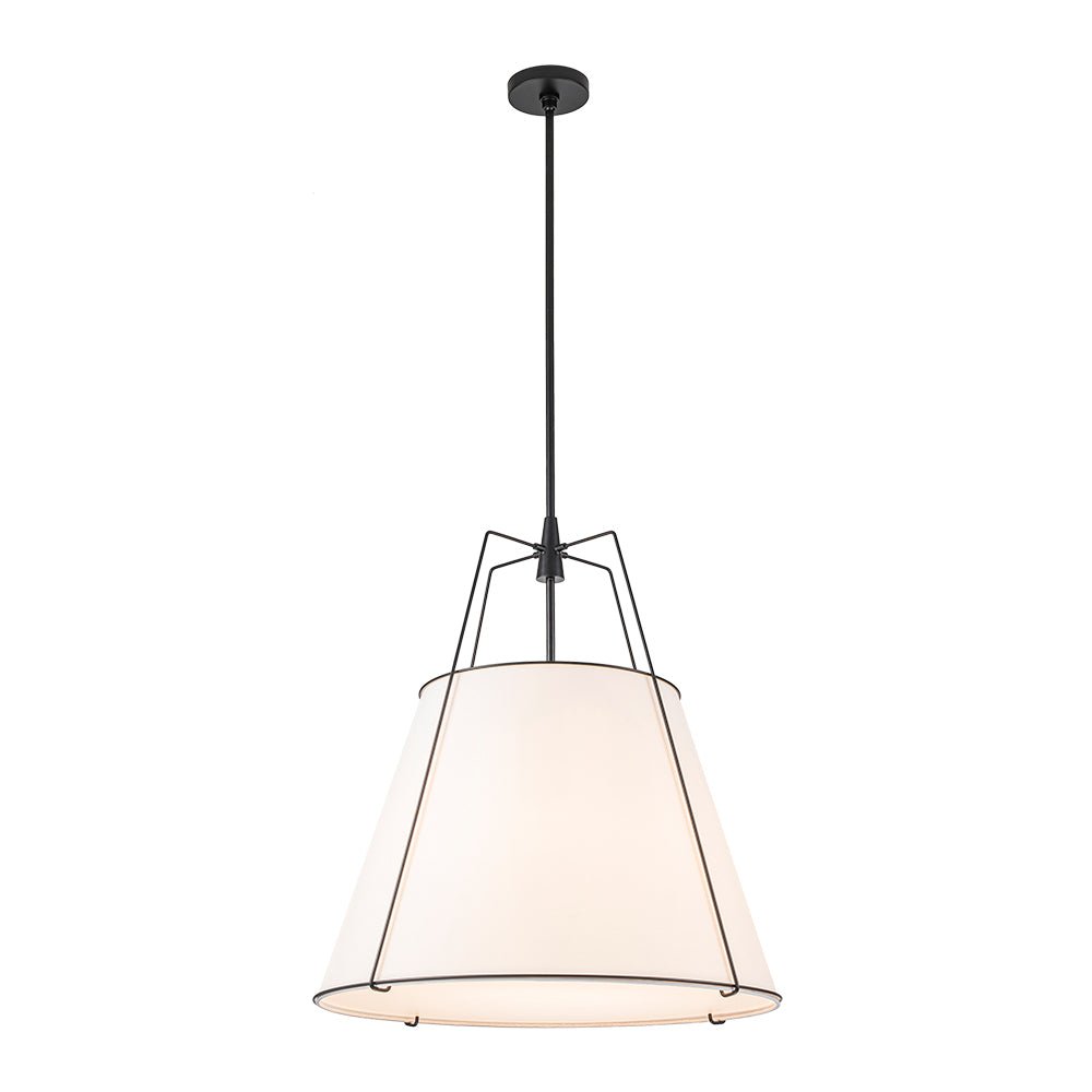 Tapered Fabric Drum Lantern Chandelier with Adjustable Height for Dining Room & Entryway | Thomler