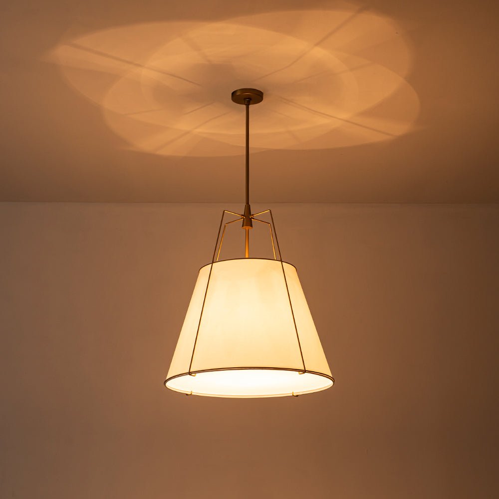 Tapered Fabric Drum Lantern Chandelier with Adjustable Height for Dining Room & Entryway | Thomler