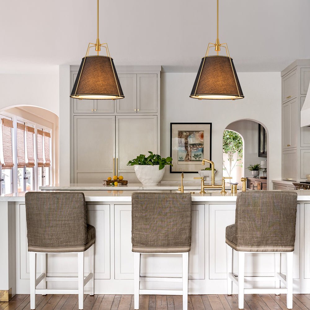 Tapered Fabric Drum Lantern Chandelier with Adjustable Height for Dining Room & Entryway | Thomler