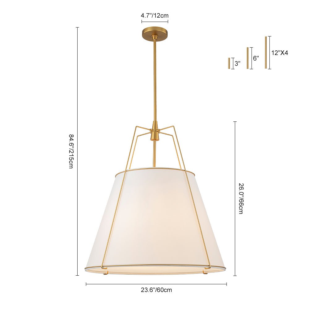 Tapered Fabric Drum Lantern Chandelier with Adjustable Height for Dining Room & Entryway | Thomler