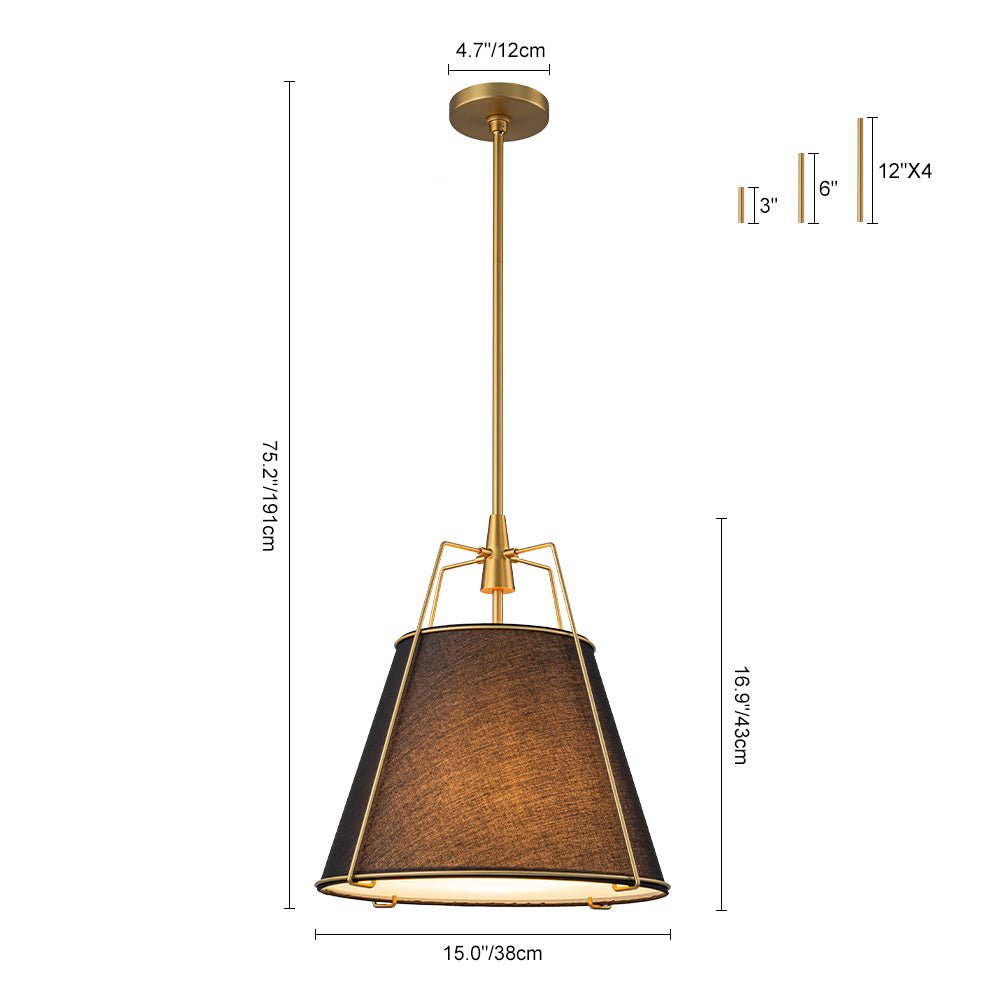 Tapered Fabric Drum Lantern Chandelier with Adjustable Height for Dining Room & Entryway | Thomler