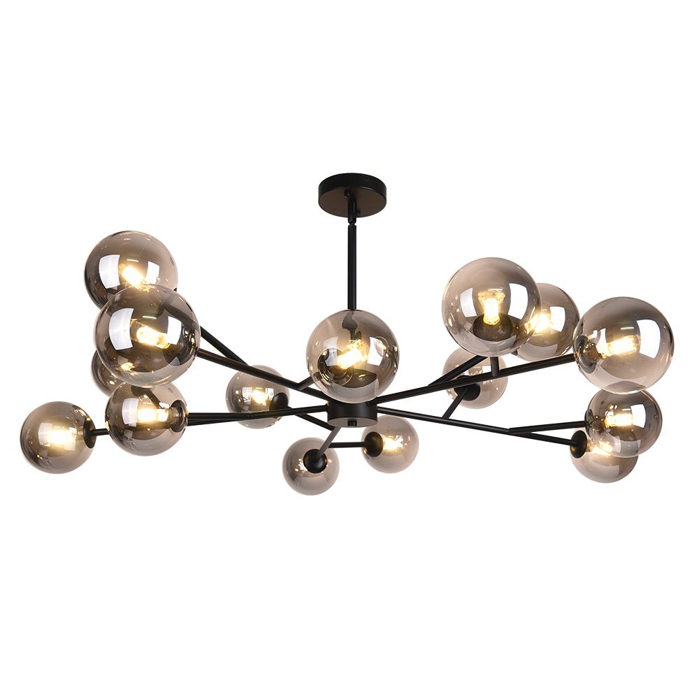 15-Light Linear Chandelier with Glass Globes for Dining Room & Living Room | Thomler
