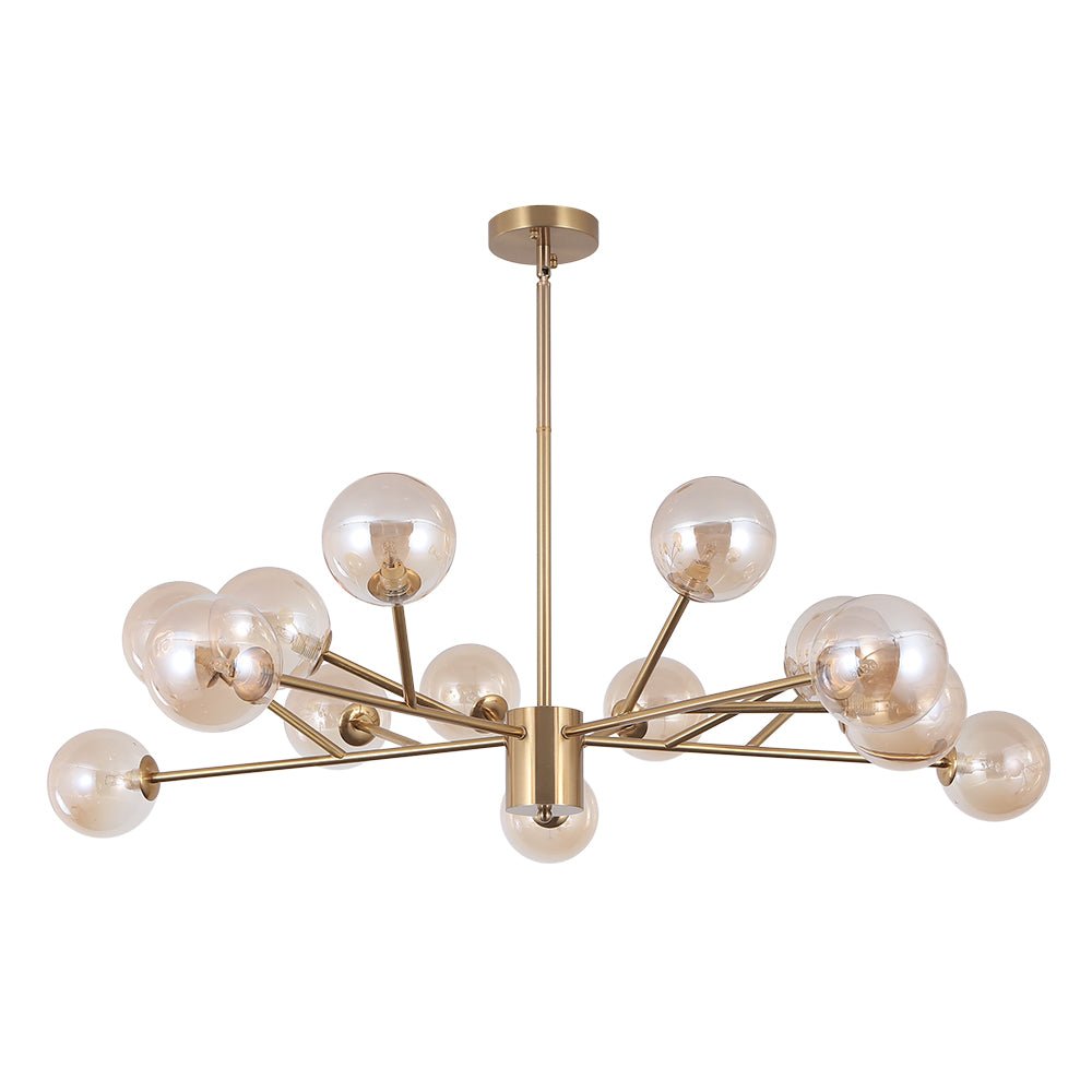 15-Light Linear Chandelier with Glass Globes for Dining Room & Living Room | Thomler