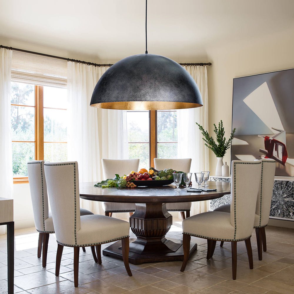 Statement Bowl Pendant Ceiling Light with Gold Interior – Adjustable Cable & Dimmable for Kitchen Island, Dining | Thomler