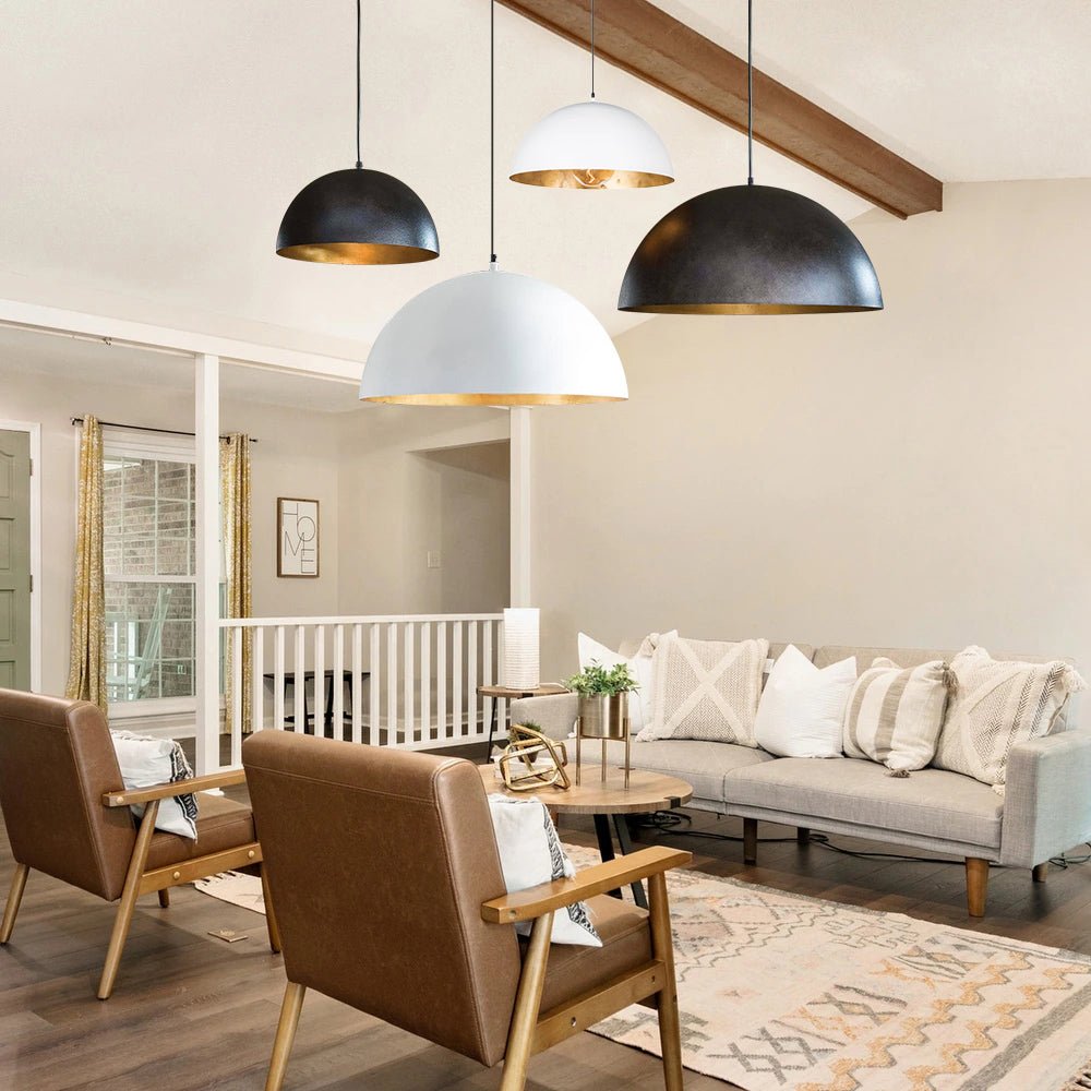 Statement Bowl Pendant Ceiling Light with Gold Interior – Adjustable Cable & Dimmable for Kitchen Island, Dining | Thomler