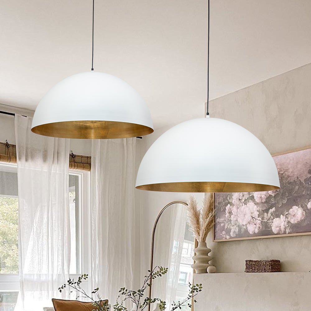 Statement Bowl Pendant Ceiling Light with Gold Interior – Adjustable Cable & Dimmable for Kitchen Island, Dining | Thomler