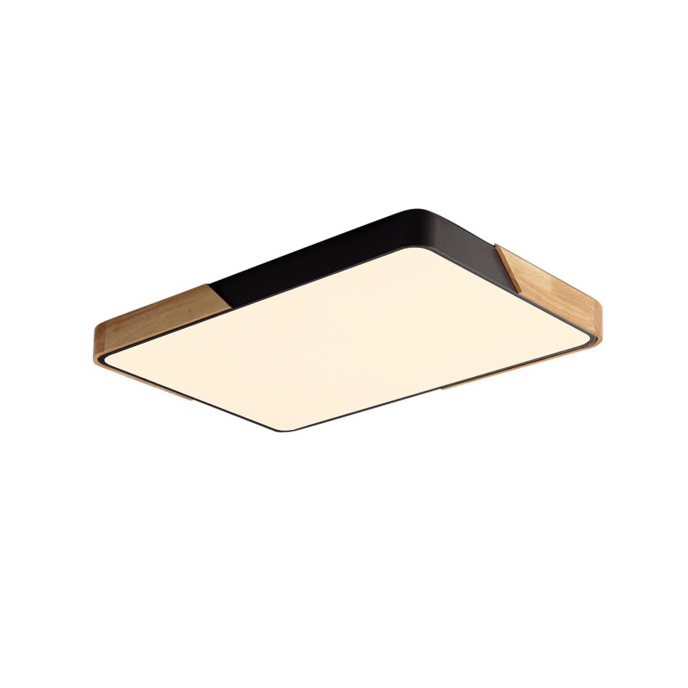 Modern Farmhouse Wood Frame Ceiling Light Fixture - Dimmable LED Low Profile Panel for Kitchen, Living Room, Bedroom - 5 Color | Thomler
