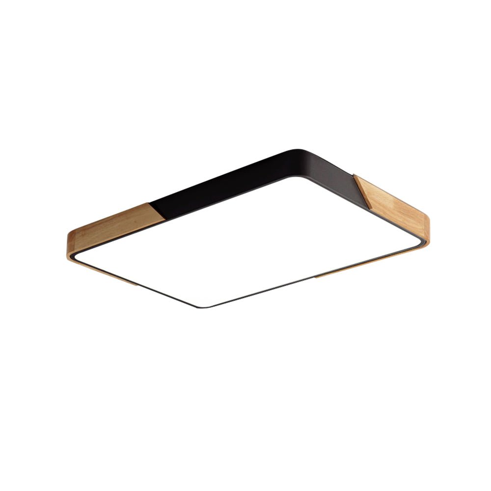 Modern Farmhouse Wood Frame Ceiling Light Fixture - Dimmable LED Low Profile Panel for Kitchen, Living Room, Bedroom - 5 Color | Thomler